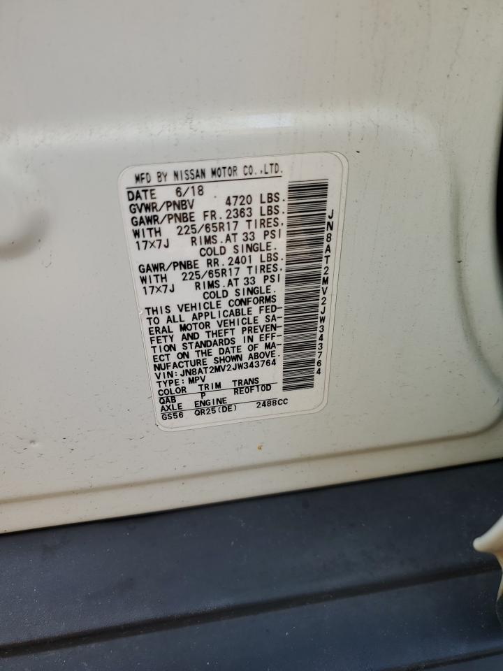 2018 Nissan Rogue S VIN: JN8AT2MV2JW343764 Lot: 64994625