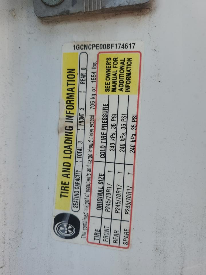 2011 Chevrolet Silverado C1500 VIN: 1GCNCPE00BF174617 Lot: 64872505