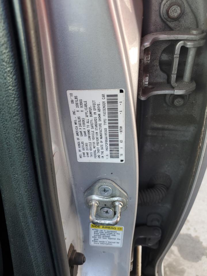 2010 Honda Accord Exl VIN: 1HGCP2F8XAA195345 Lot: 66622495