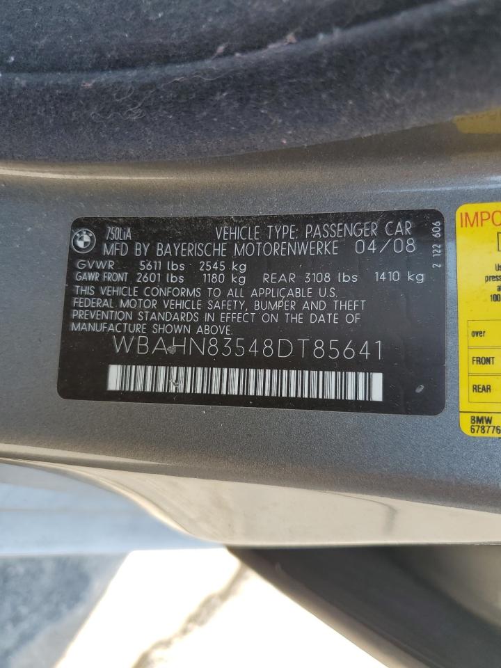 2008 BMW 750 Li VIN: WBAHN83548DT85641 Lot: 65590745