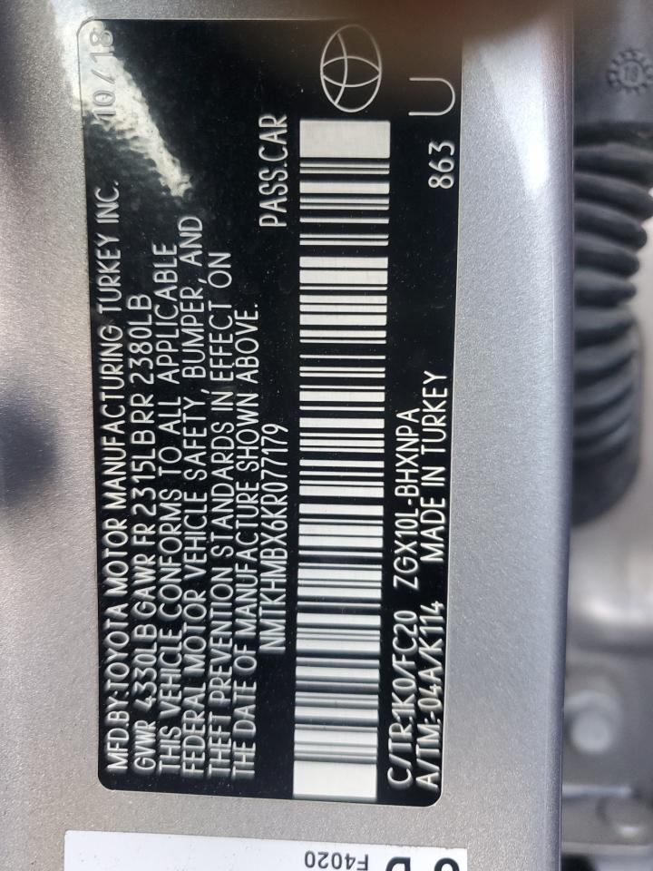 2019 Toyota C-Hr Xle VIN: NMTKHMBX6KR077179 Lot: 64590255