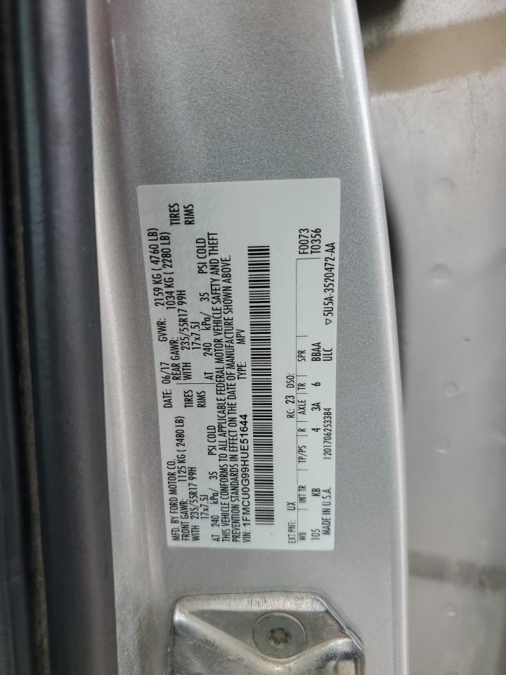 2017 Ford Escape Se VIN: 1FMCU0G99HUE51644 Lot: 65279745