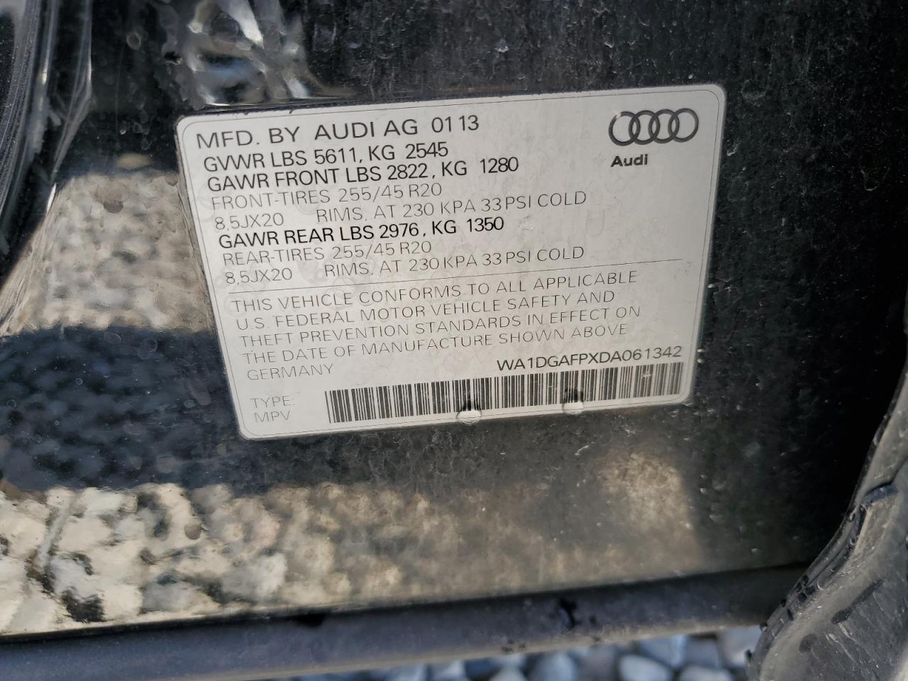 2013 Audi Q5 Premium Plus VIN: WA1DGAFPXDA061342 Lot: 61680295