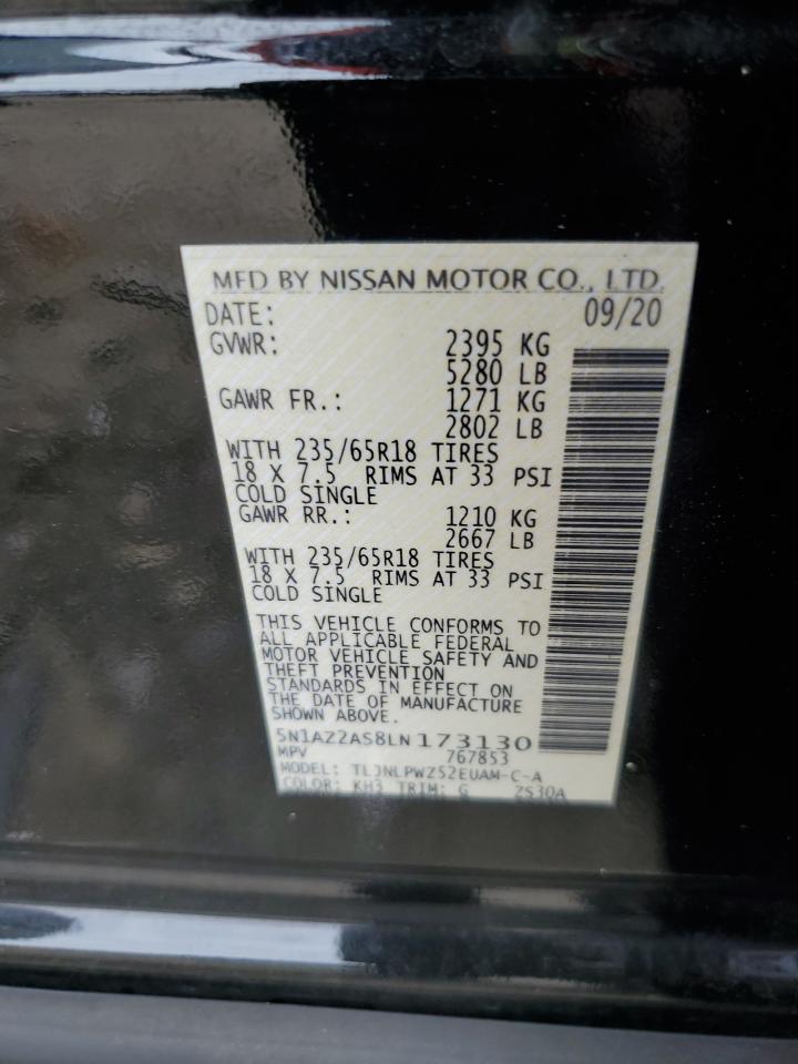 2020 Nissan Murano S VIN: 5N1AZ2AS8LN173130 Lot: 65410725