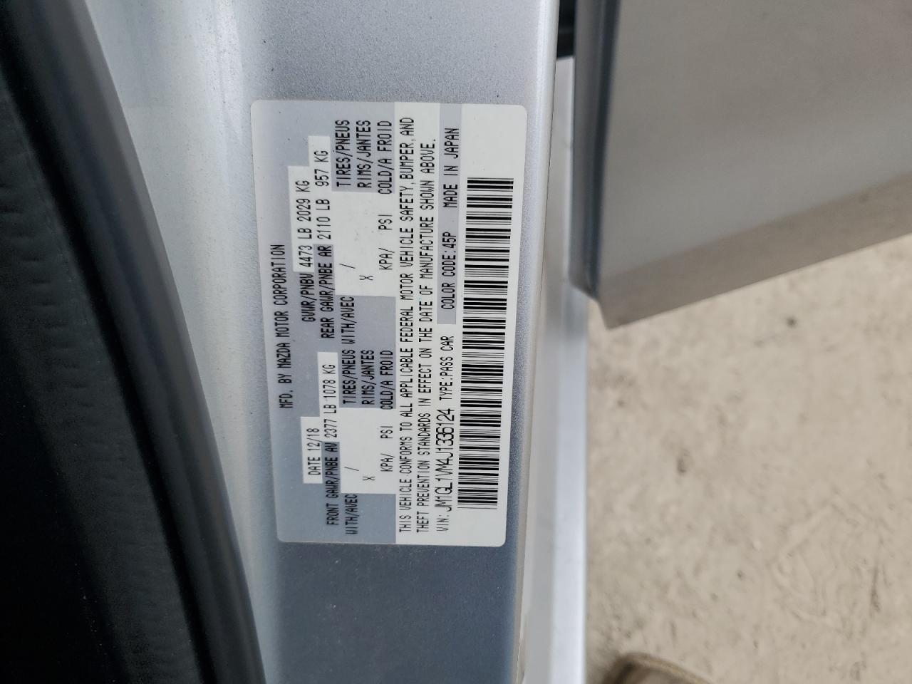 2018 Mazda 6 Touring VIN: JM1GL1VM4J1336124 Lot: 63590325
