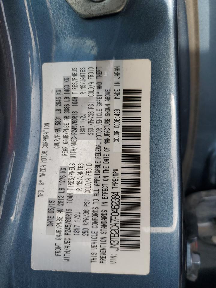 2015 Mazda Cx-9 Touring VIN: JM3TB2CA7F0462384 Lot: 63291475