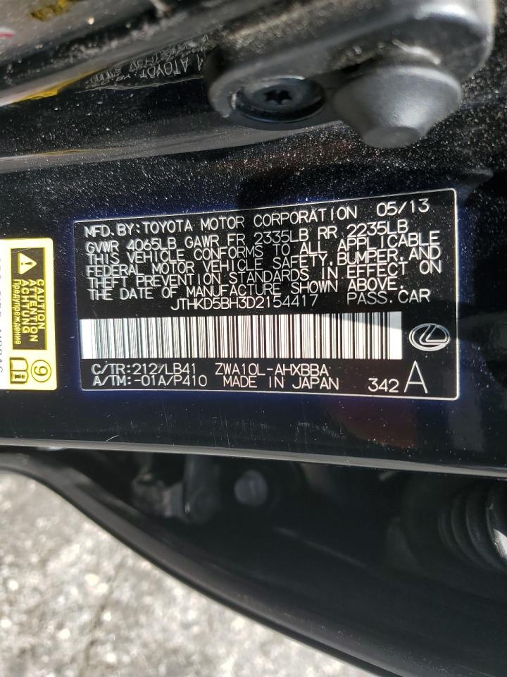 2013 Lexus Ct 200 VIN: JTHKD5BH3D2154417 Lot: 63871085