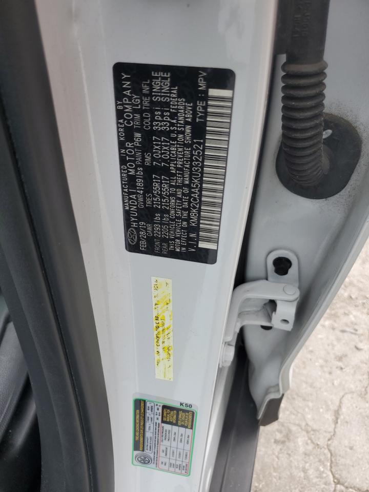 2019 Hyundai Kona Sel VIN: KM8K2CAA5KU332521 Lot: 63280515