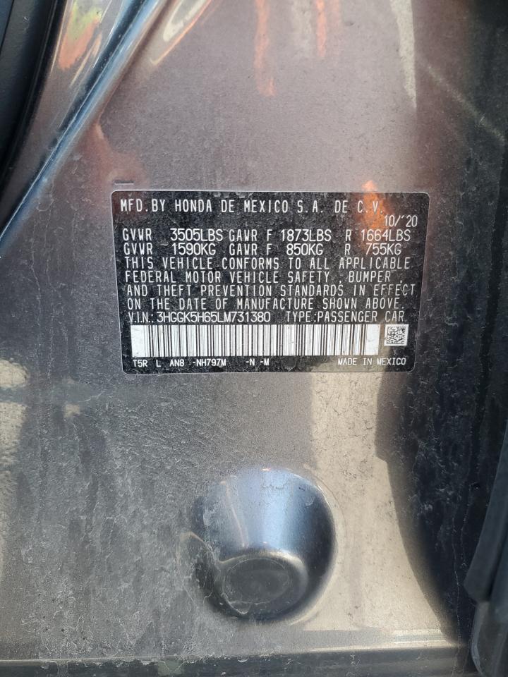 2020 Honda Fit Sport VIN: 3HGGK5H65LM731380 Lot: 64392615