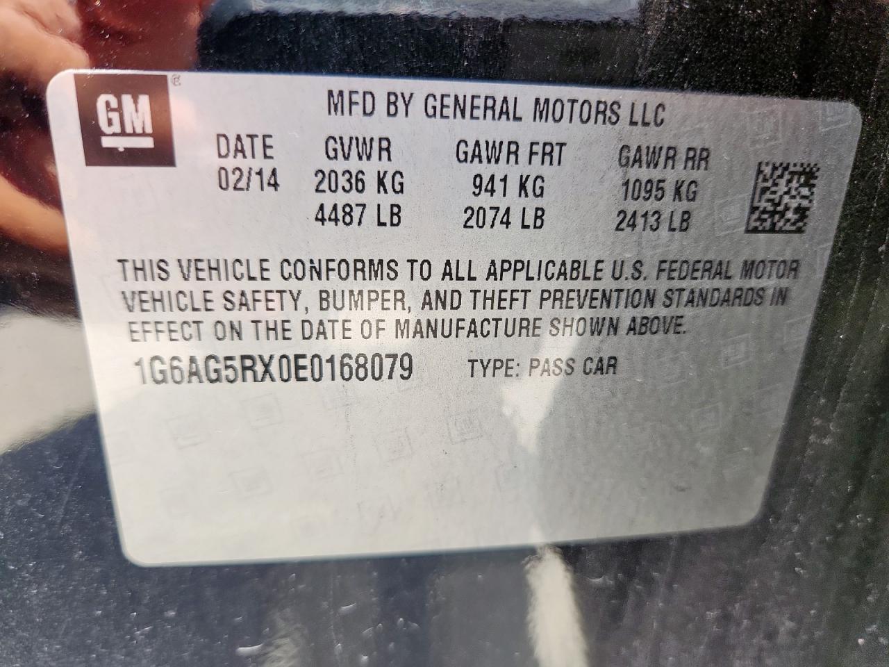 2014 Cadillac Ats VIN: 1G6AG5RX0E0168079 Lot: 63371565