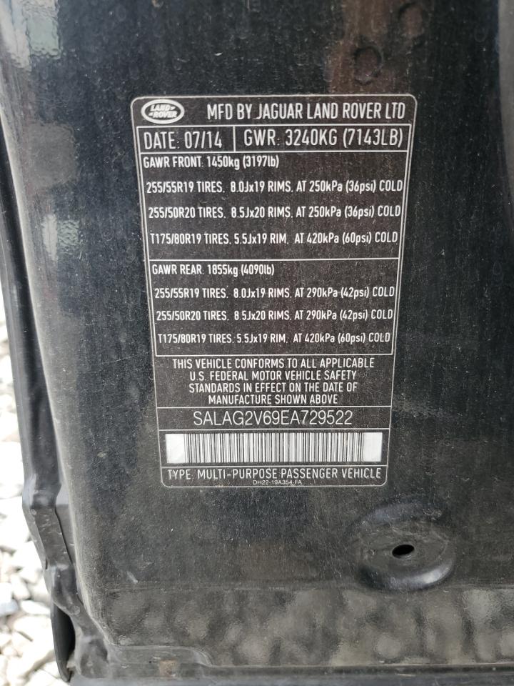 2014 Land Rover Lr4 Hse VIN: SALAG2V69EA729522 Lot: 63407295