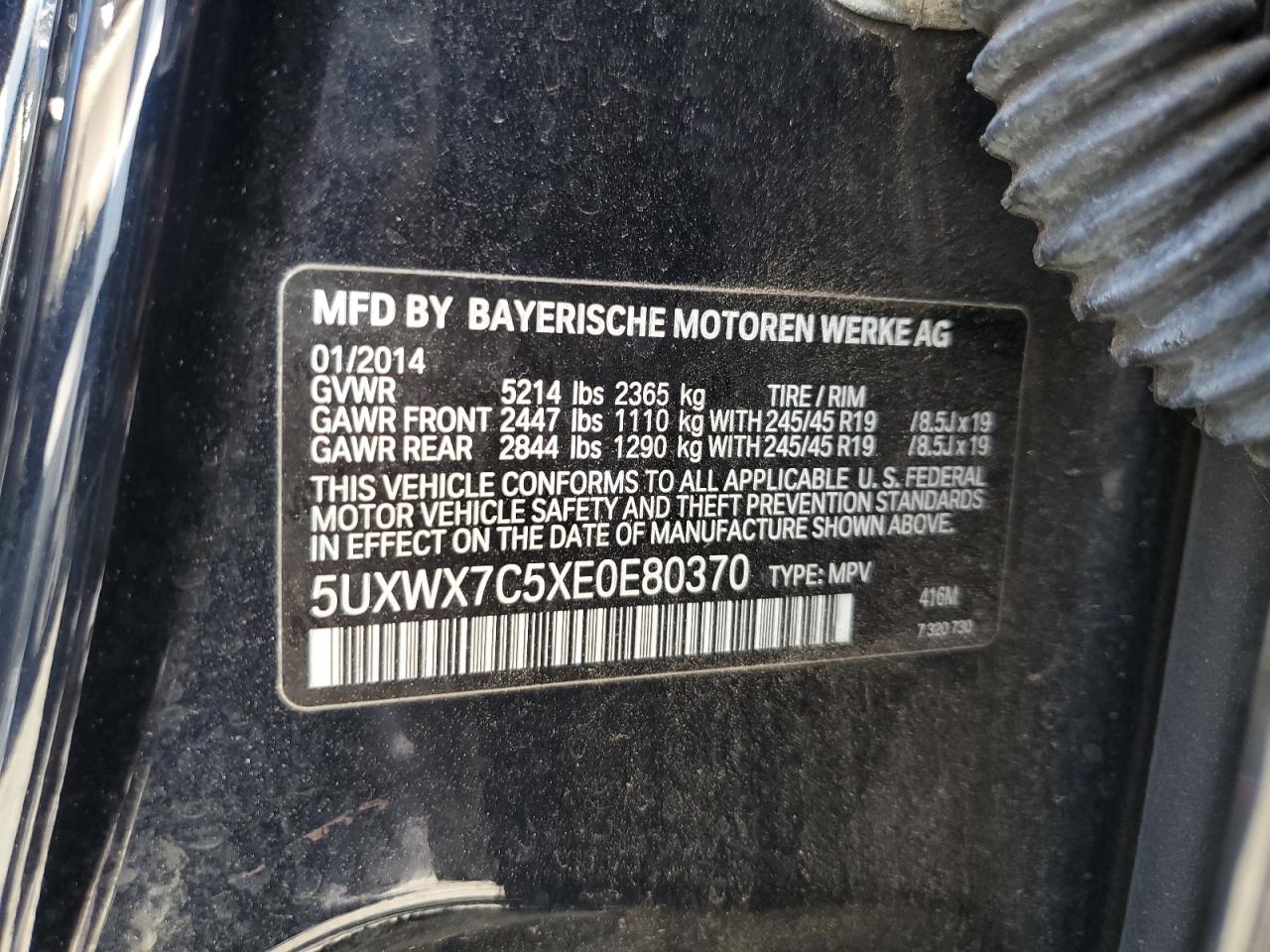 2014 BMW X3 xDrive35I VIN: 5UXWX7C5XE0E80370 Lot: 63697795
