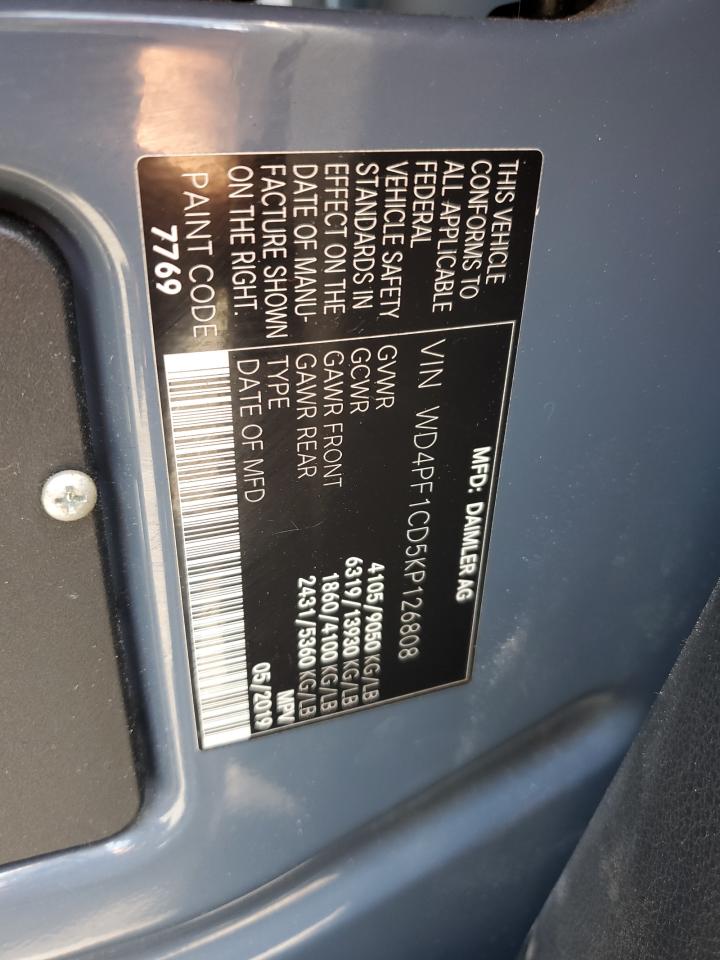 2019 Mercedes-Benz Sprinter 2500/3500 VIN: WD4PF1CD5KP126808 Lot: 61751955