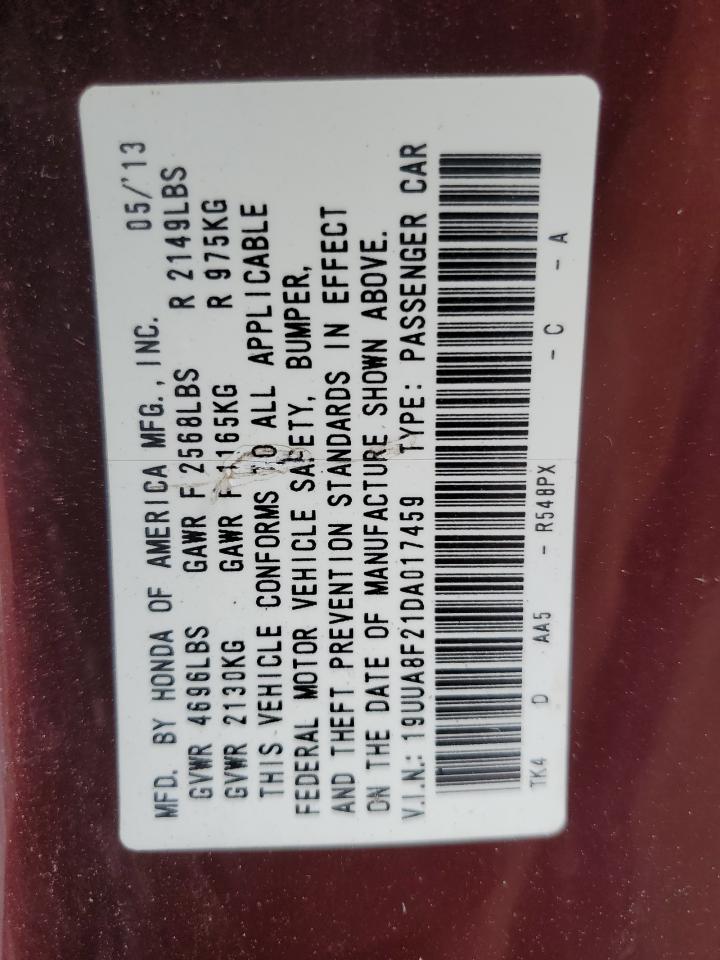 2013 Acura Tl VIN: 19UUA8F21DA017459 Lot: 67229725