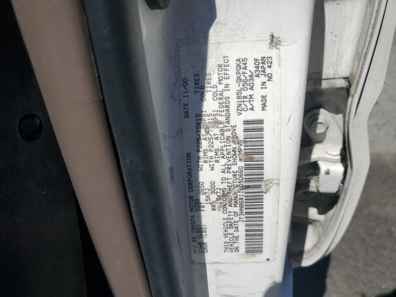 2001 Toyota 4Runner Sr5 VIN: JT3HN86R119050660 Lot: 65834465