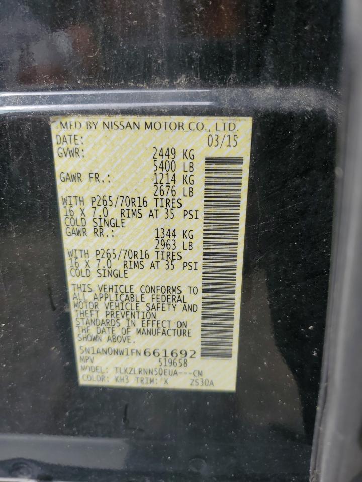 5n1an0nw1fn661692 5N1AN0NW1FN661692 2015 Nissan Xterra X