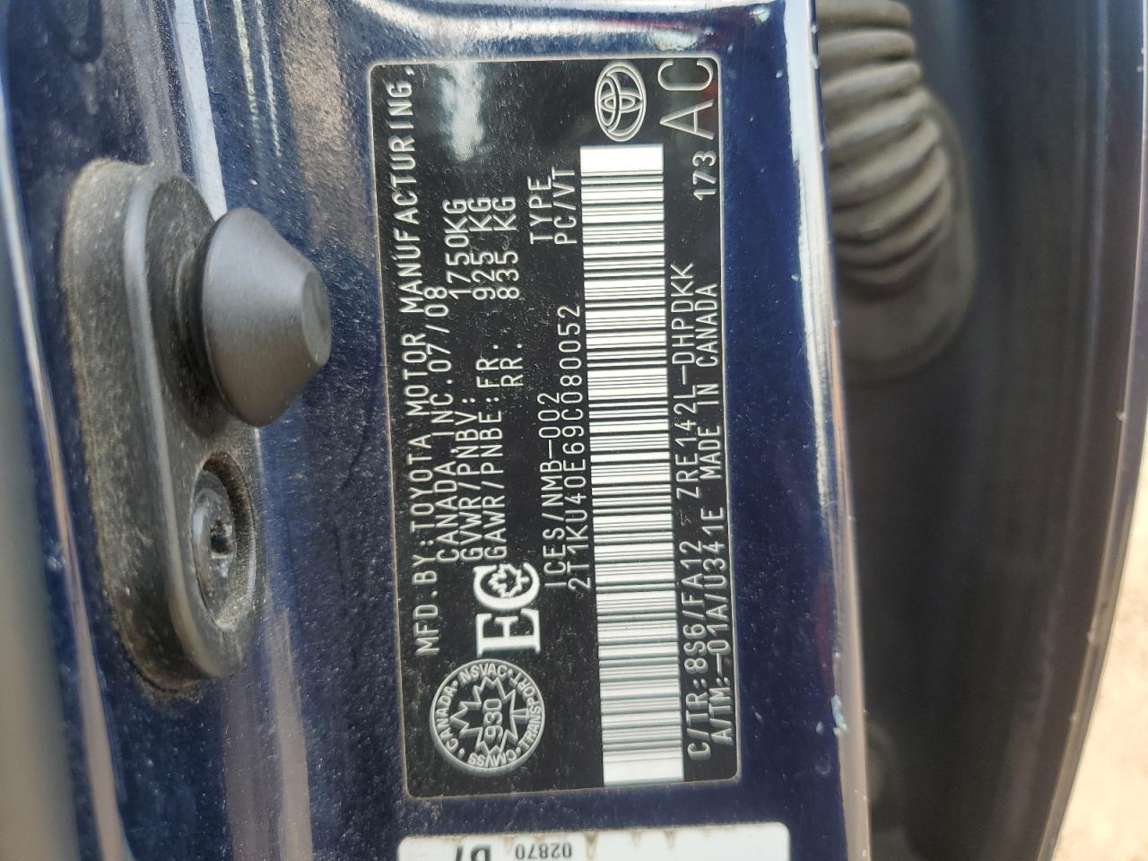 2009 Toyota Corolla Matrix VIN: 2T1KU40E69C080052 Lot: 63903845