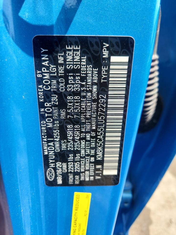 2020 Hyundai Kona Ultimate VIN: KM8K5CA55LU572292 Lot: 63393555