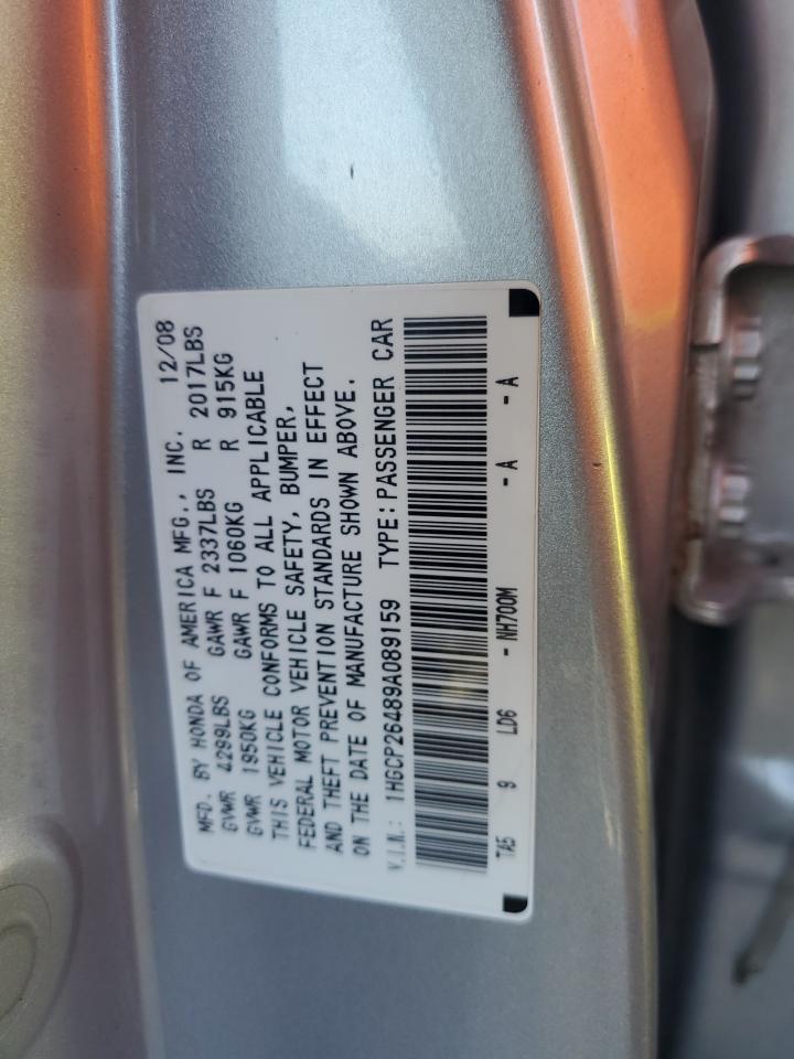2009 Honda Accord Lxp VIN: 1HGCP26489A089159 Lot: 64231135