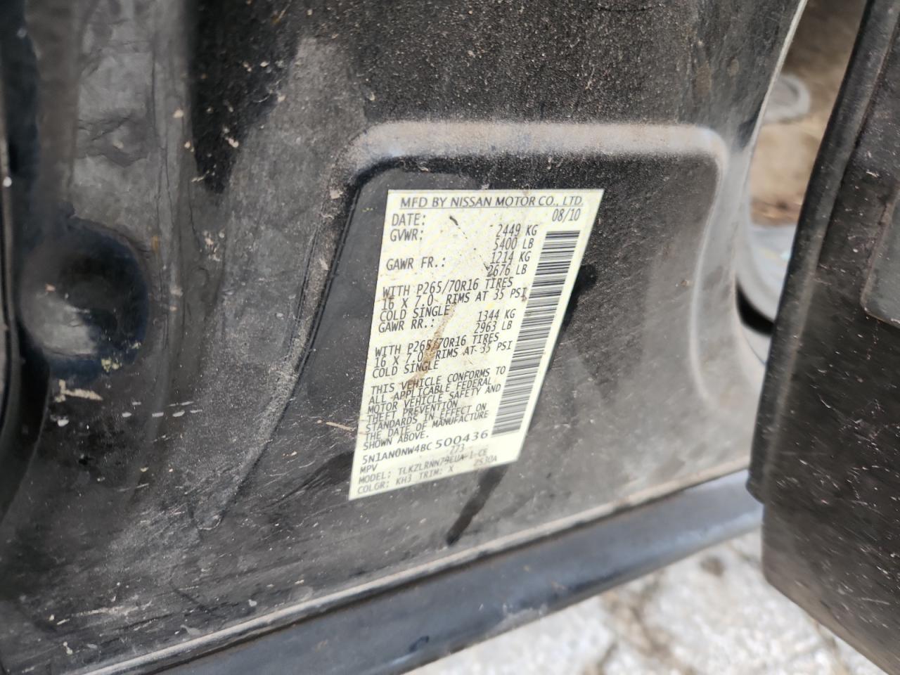 2011 Nissan Xterra Off Road VIN: 5N1AN0NW4BC500436 Lot: 64210175