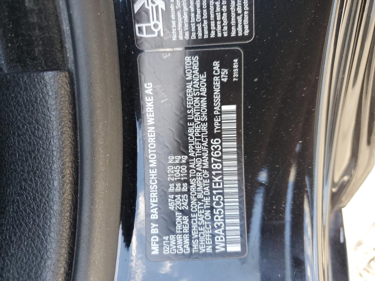 2014 BMW 435 Xi VIN: WBA3R5C51EK187636 Lot: 63343715