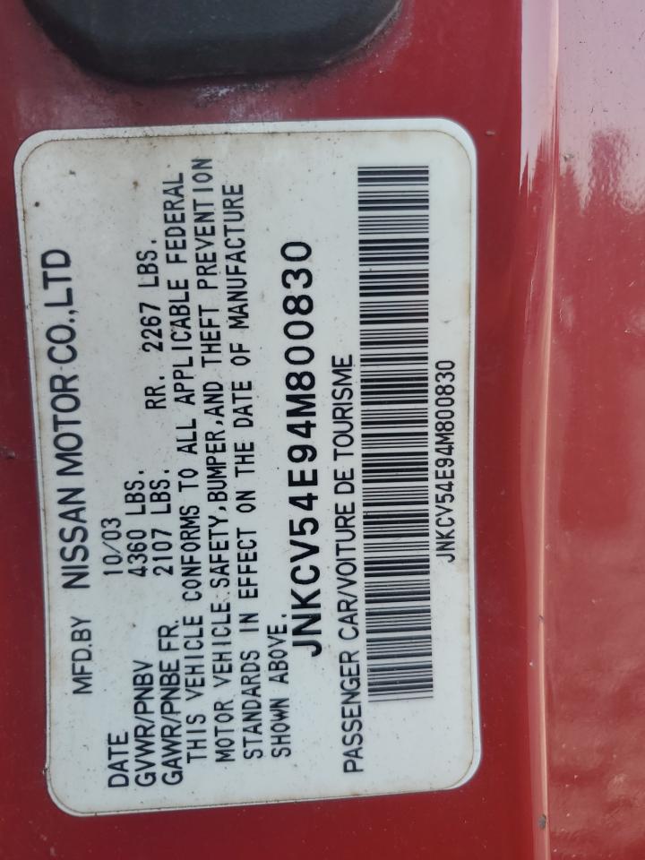 2004 Infiniti G35 VIN: JNKCV54E94M800830 Lot: 66361685