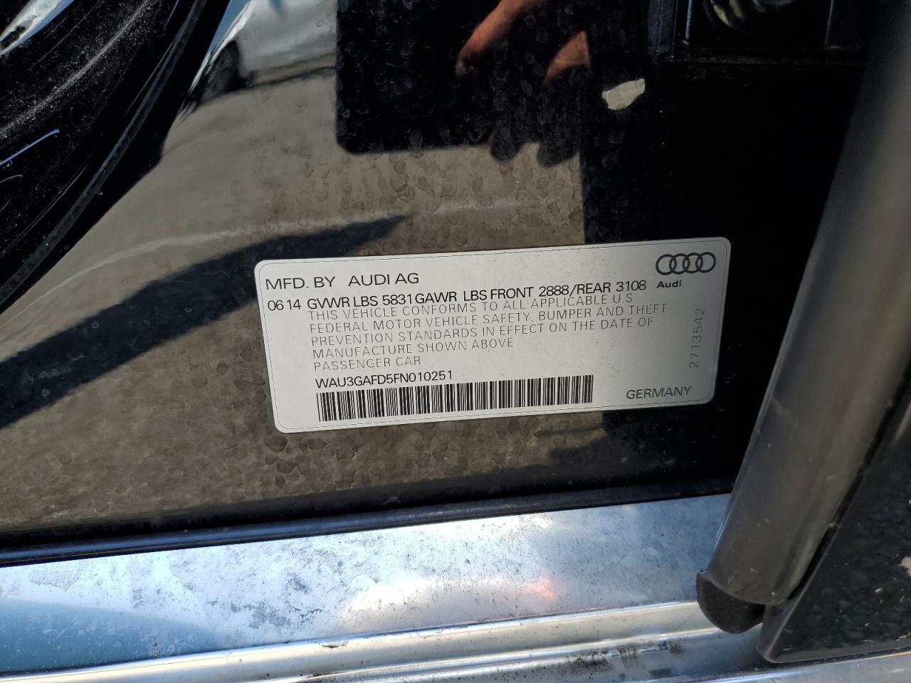 wau3gafd5fn010251 WAU3GAFD5FN010251 2015 Audi A8 L Quattro