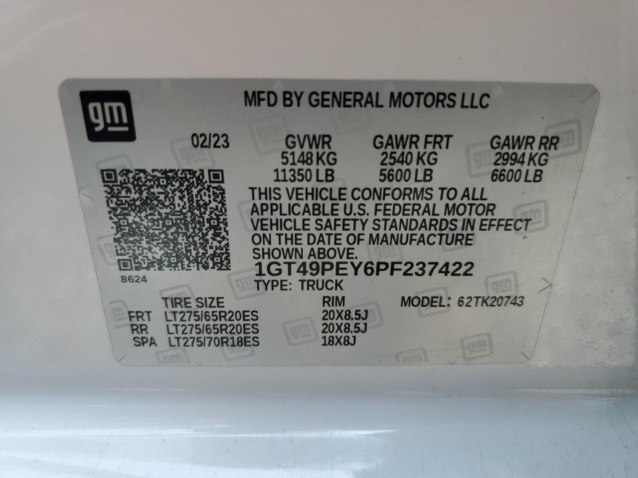 2023 Pc Sierra 2500Hd Crew Cab At4 VIN: 1GT49PEY6PF237422 Lot: 63477925