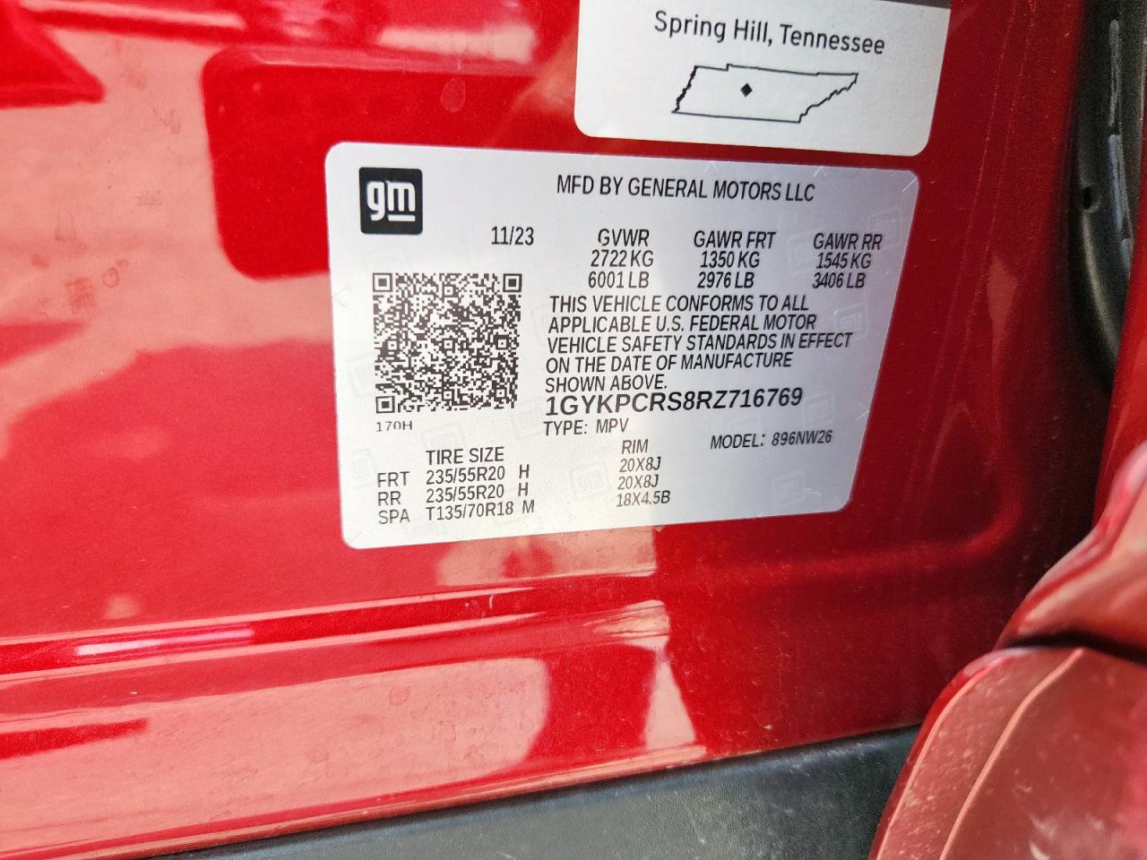 2024 Cadillac Xt6 Premium Luxury VIN: 1GYKPCRS8RZ716769 Lot: 64488785