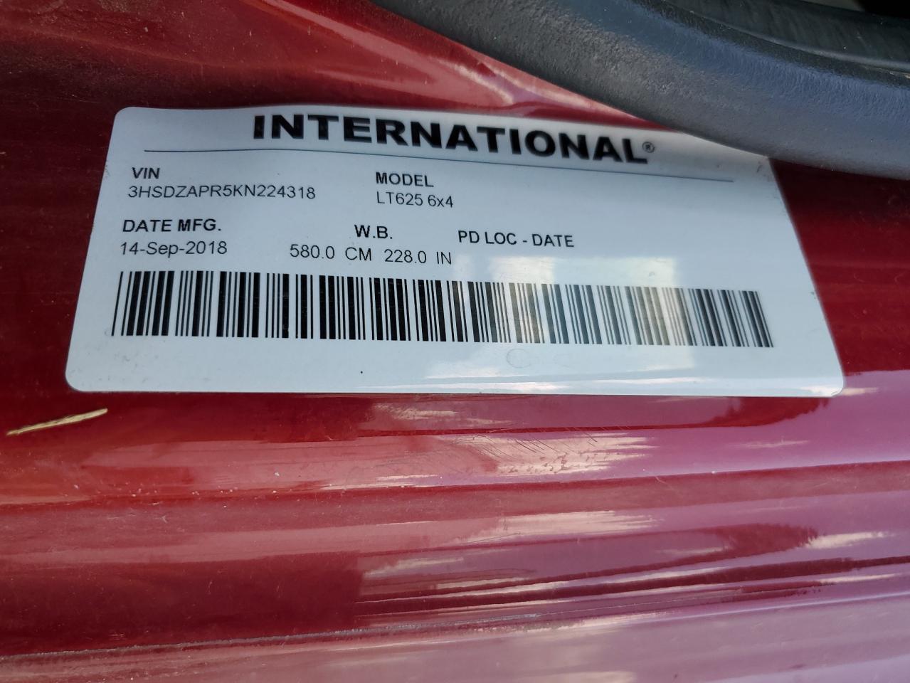 2019 International Lt625 - Trucks VIN: 3HSDZAPR5KN224318 Lot: 63386115