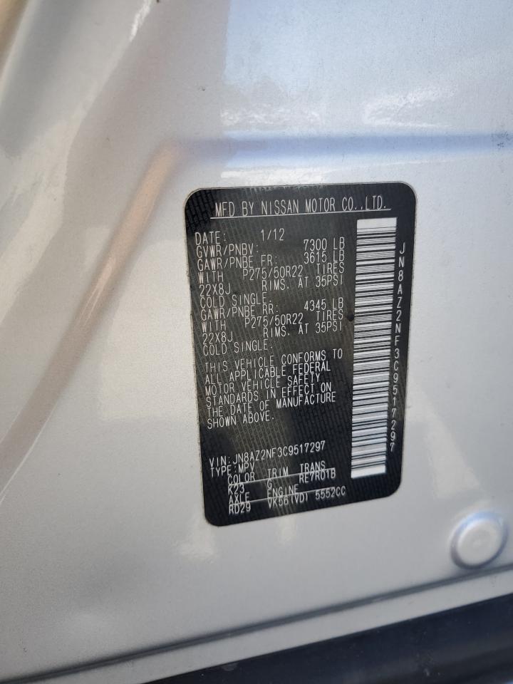 2012 Infiniti Qx56 VIN: JN8AZ2NF3C9517297 Lot: 66722315