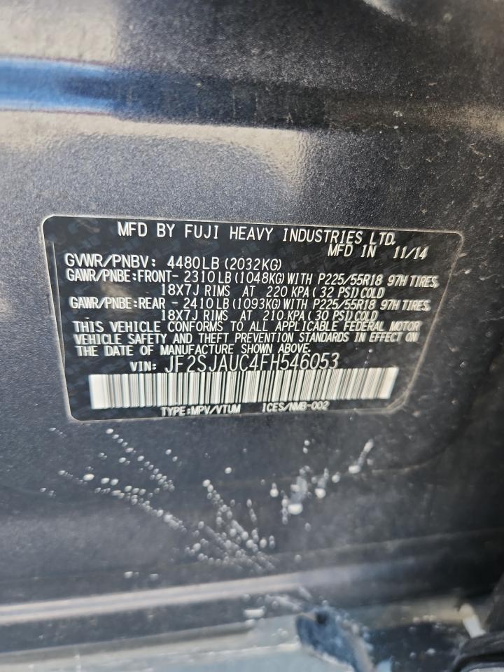 2015 Subaru Forester 2.5I Touring VIN: JF2SJAUC4FH546053 Lot: 62299845