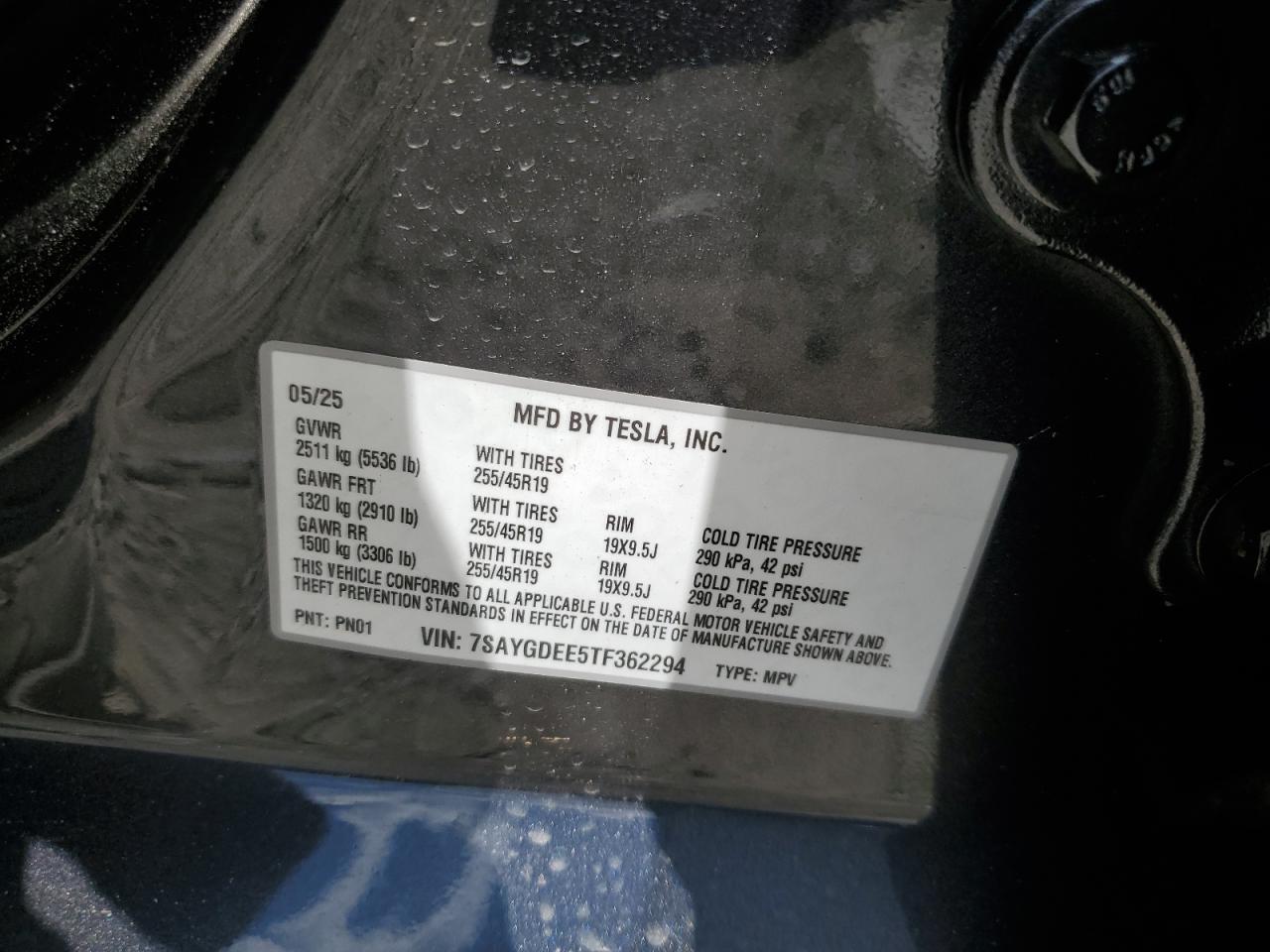 2026 Tesla Model Y VIN: 7SAYGDEE5TF362294 Lot: 64779765