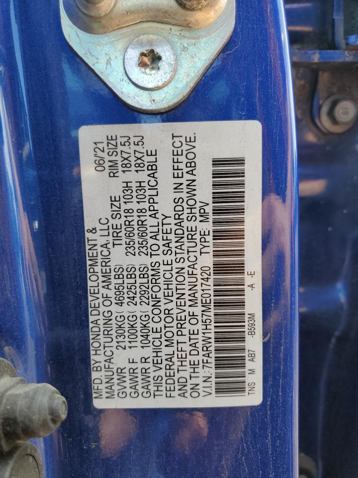 2021 Honda Cr-V Ex VIN: 7FARW1H57ME017420 Lot: 65070785