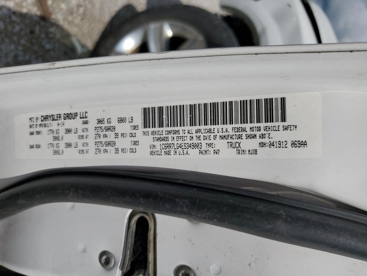 2014 Ram 1500 Slt VIN: 1C6RR7LG4ES349003 Lot: 64027245