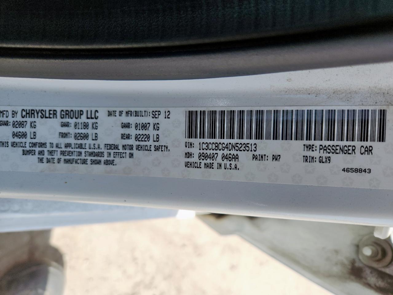2013 Chrysler 200 Limited VIN: 1C3CCBCG4DN523513 Lot: 65389295