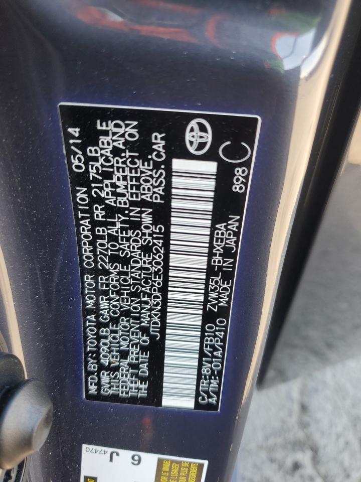 2014 Toyota Prius Plug-In VIN: JTDKN3DP6E3062415 Lot: 64604975