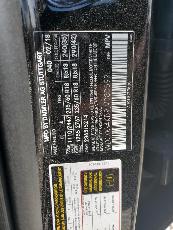 2018 Mercedes-Benz Glc 300 4Matic VIN: WDC0G4KB9JV080592 Lot: 64229855