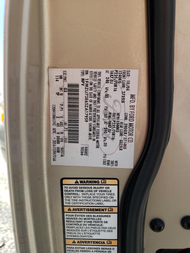 2005 Ford Explorer Xlt VIN: 1FMZU73E65ZA17959 Lot: 65575005