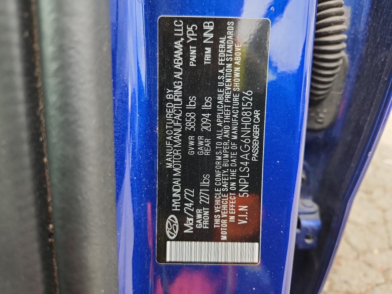 2022 Hyundai Elantra Sel VIN: 5NPLS4AG6NH081526 Lot: 64436865