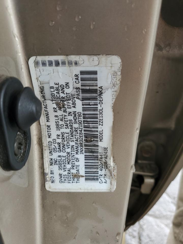 2004 Toyota Corolla Ce VIN: 1NXBR32E84Z190780 Lot: 65021055