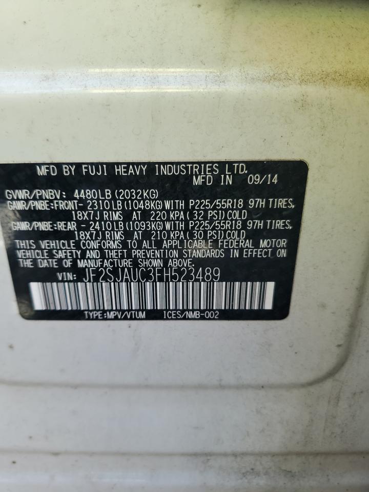 2015 Subaru Forester 2.5I Touring VIN: JF2SJAUC3FH523489 Lot: 64846425