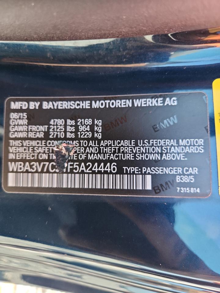 2015 BMW 428 I Sulev VIN: WBA3V7C51F5A24446 Lot: 63431645