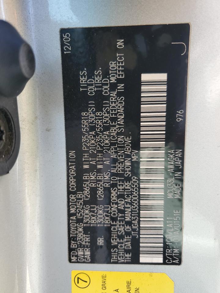 2006 Lexus Rx 330 VIN: JTJGA31U360065509 Lot: 63499495