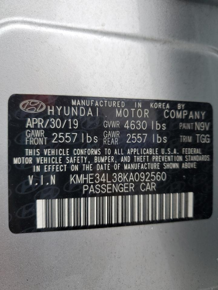 2022 Hyundai Sonata Hybrid VIN: KMHE34L38KA092560 Lot: 64973715
