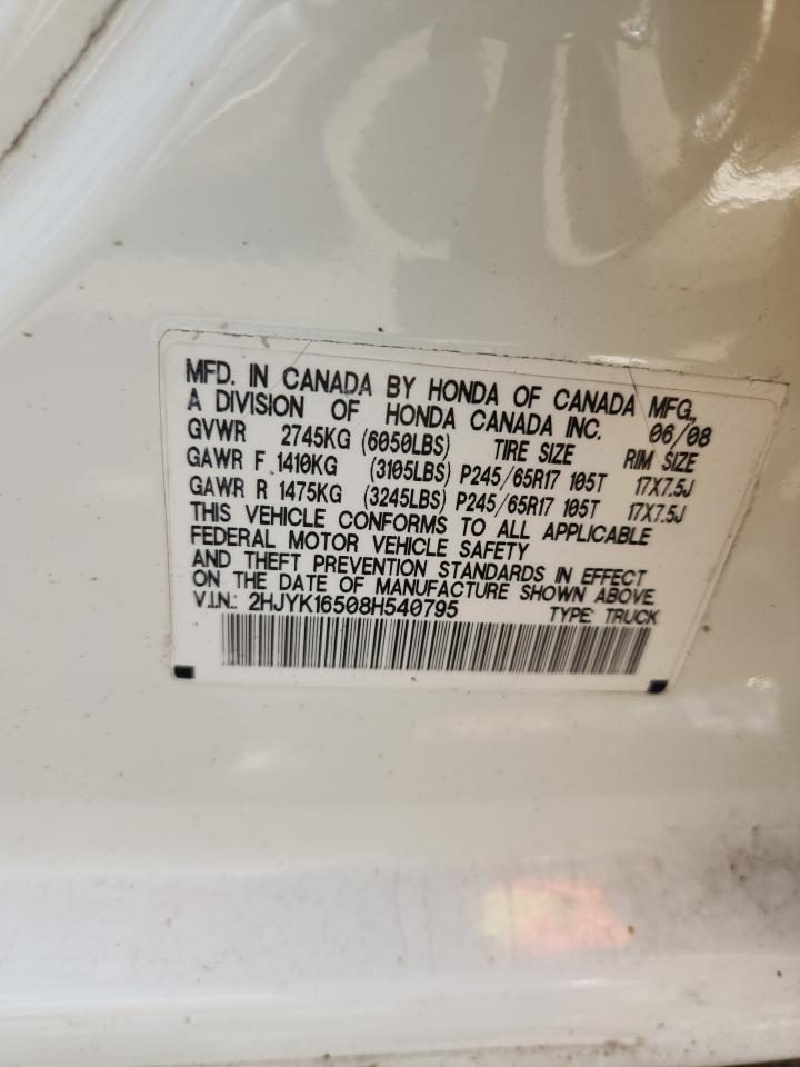 2hjyk16508h540795 2HJYK16508H540795 2008 Honda Ridgeline Rtl