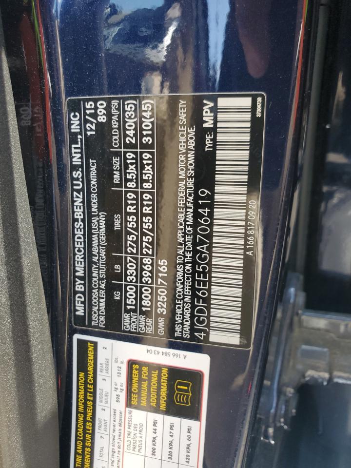 2016 Mercedes-Benz Gl 450 4Matic VIN: 4JGDF6EE5GA706419 Lot: 64131675