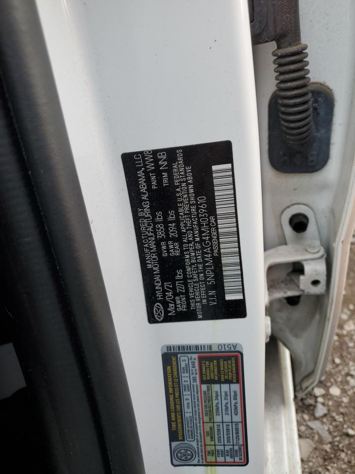 2021 Hyundai Elantra Sel VIN: 5NPLM4AG4MH039610 Lot: 63635265