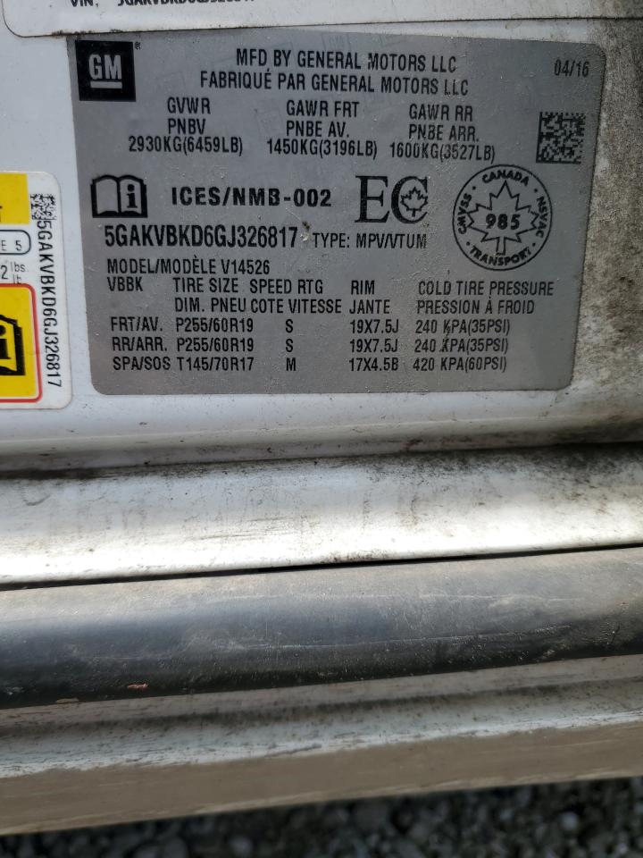 2016 Buick Enclave VIN: 5GAKVBKD6GJ326817 Lot: 64996015