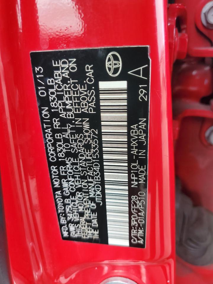 2013 Toyota Prius C VIN: JTDKDTB34D1533572 Lot: 64605685